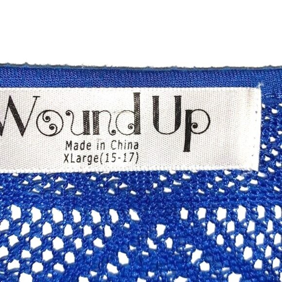 Wound Up Blue Racerback Tank Top With Lace Details & Anchor Graphic XLarge (15-1 - Picture 2 of 10